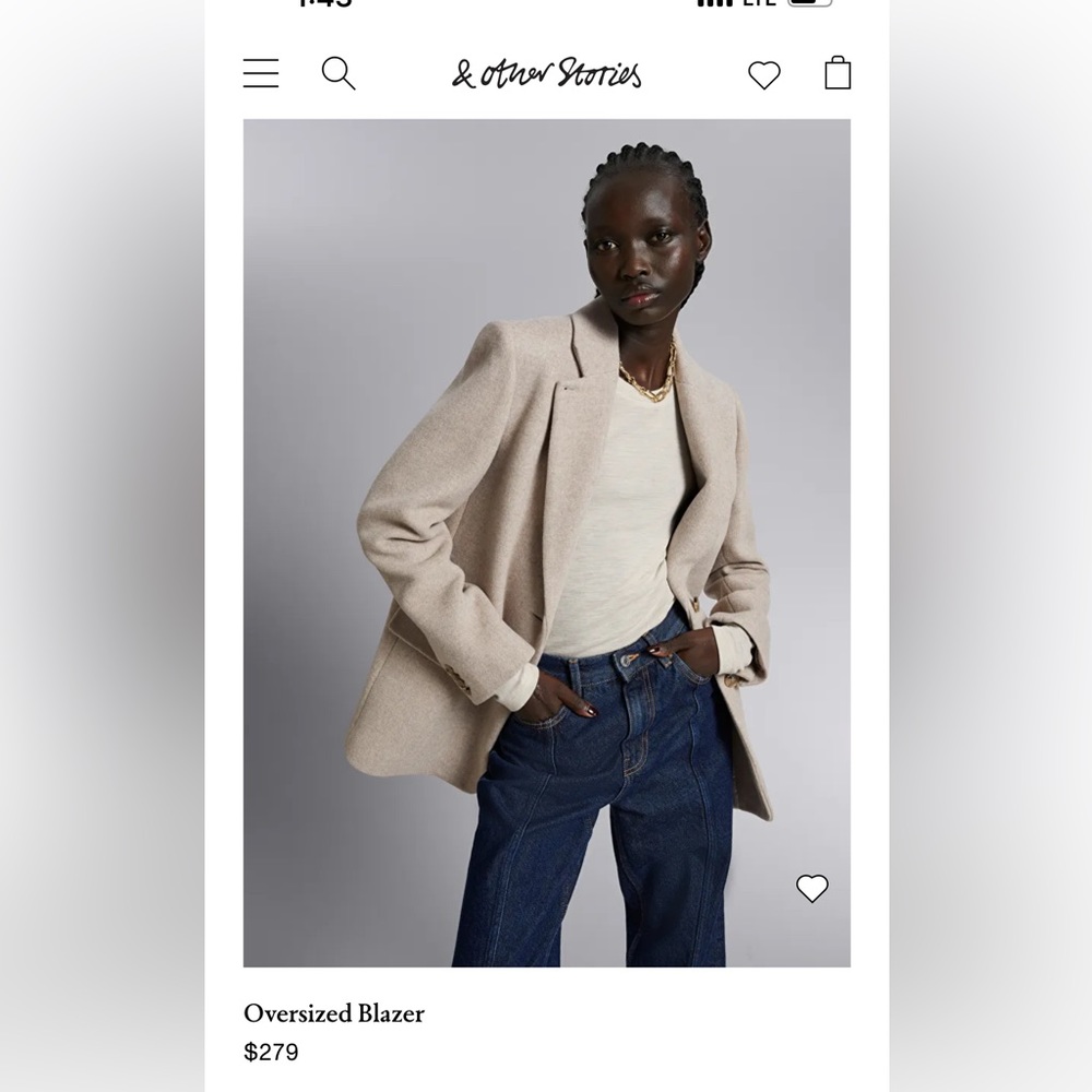 & Other Stories Oversized Wool Blend Blazer